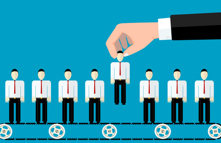 concept of searching for professional stuff, head hunter job, employment issue, human resources management or analysing personnel resume.のイラスト素材