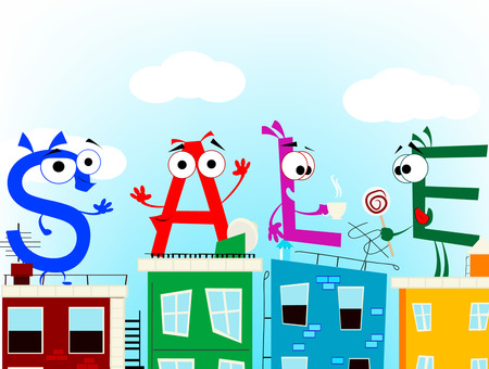 Fun cartoon letters announcing discount. Vector eps 10のイラスト素材