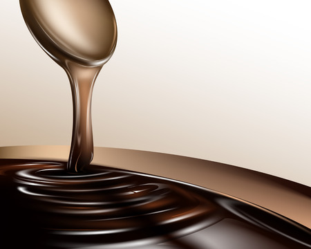 Liquid chocolate dripping from a spoonのイラスト素材