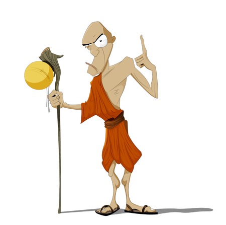 Fun cartoon Buddhist Monk. Vectorのイラスト素材