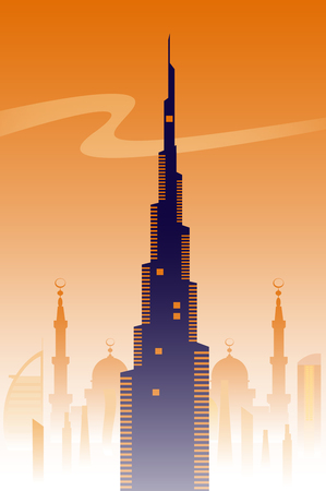 Dubai, United Arab Emirates, skyline background, vector Illustrationのイラスト素材