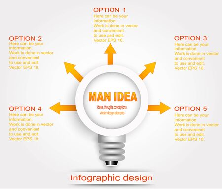 Infographic Business Concept - Creative Idea Illustration - vector lamp in style for presentation, booklet, website etc.のイラスト素材