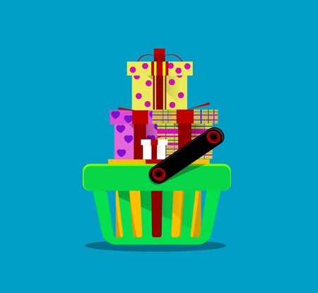 shopping cart with purchases. Vector のイラスト素材