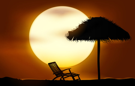 Sunset beach. Vector のイラスト素材