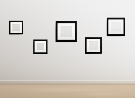 White empty photo studio with photoframes, empty photographer studio backgroundのイラスト素材