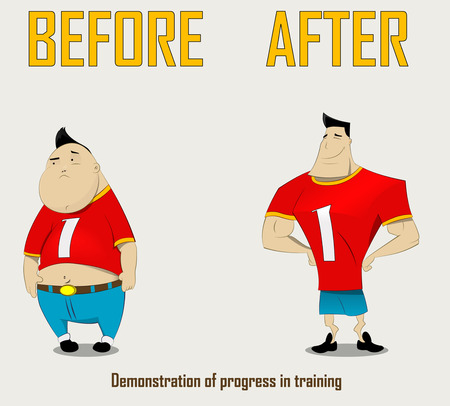 Thick and thin man characters. Vectorのイラスト素材