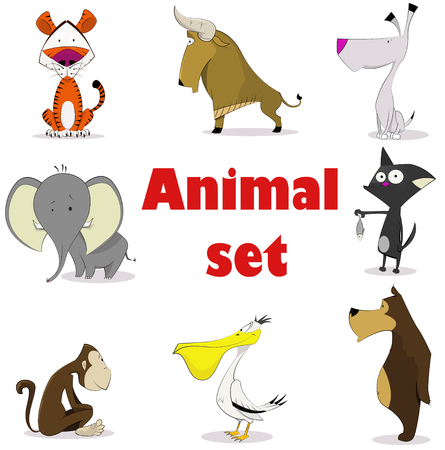 Set of animals. Cartoon and vector isolated characters.のイラスト素材