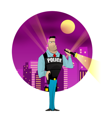 Policeman character with light.のイラスト素材