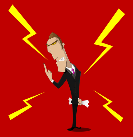 Very angry boss swears. Disputes, conflicts, troubles in business, trouble at work, with  law, crisis concept illustration.のイラスト素材