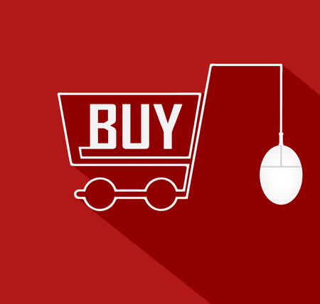 Shopping Cart icon. On line shopping concept icon. Flat design with long shadows.のイラスト素材