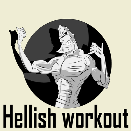 Bodybuilder Workout character with muscular bodyのイラスト素材