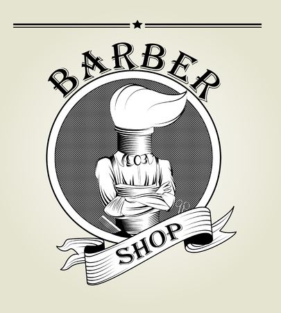 barber cartoon logo. Fashion character vector illusrationのイラスト素材