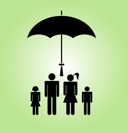 Family icon with umbrella on the topic of life health, property, prosperity.のイラスト素材