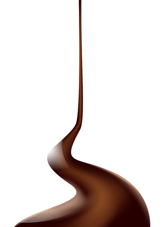 Liquid chocolate cocoa flow. Isolated on white background. vectorのイラスト素材