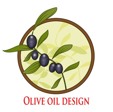 Olive branch in  circle. The image on the theme of cooking, product quality, healthy food. Vectorのイラスト素材
