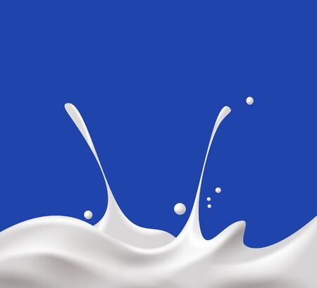 Milk, yogurt or cream wave on blue background.のイラスト素材