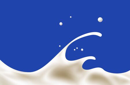 Realistic splash of milk or yogurt on blue background. Vector illustration.のイラスト素材