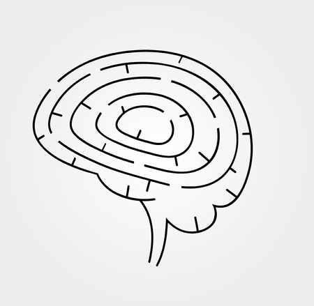Vector illustration of brain maze. Intelligence conceptのイラスト素材