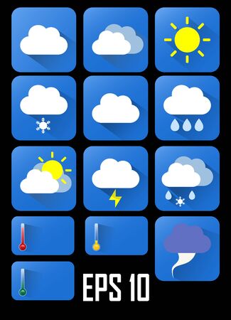 illustration of flat weather icons with long shadowのイラスト素材