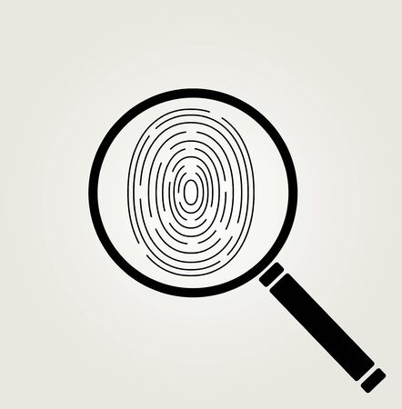 Icon of human fingerprint with magnifier . Investigation concept illustration.のイラスト素材