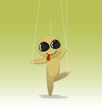 Concept of manipulating, with fun cartoon doll. Vectorのイラスト素材