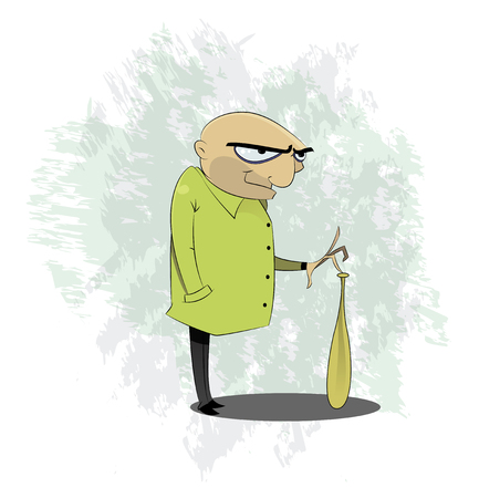 Sullen man wih bite. Cartoon vector character.のイラスト素材