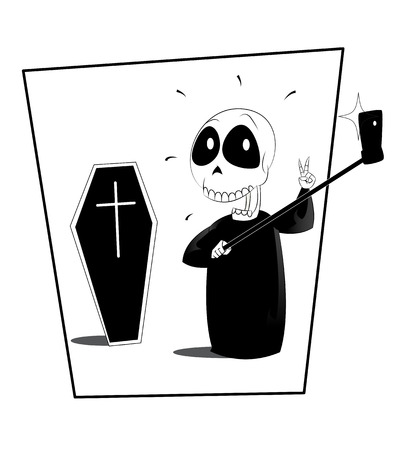 Fun ripper making selfie. Halloween vector illustration. Sarcasm on the selfie crazeのイラスト素材