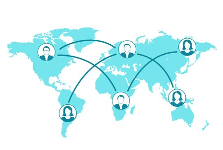 Social media and network connection between people concept. Business global communication with web site profile avatars. Vectorのイラスト素材