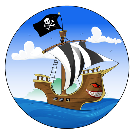 Cartoon pirate shipのイラスト素材
