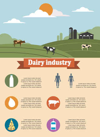Agriculture infographics of dairy industryのイラスト素材