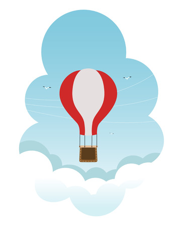Air balloon flying in the sky.のイラスト素材