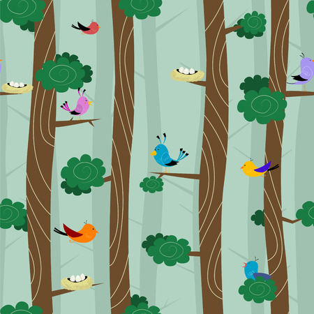 Birds on different branchesのイラスト素材