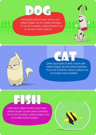 dog cat and fish togetherのイラスト素材