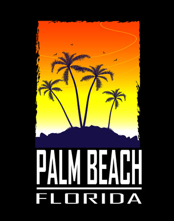 Print with palms on black backgroundのイラスト素材