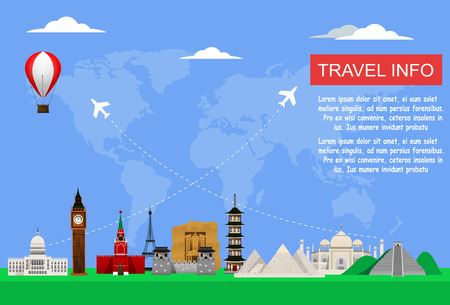 Travel concept with famous world monumentsのイラスト素材