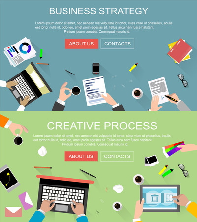 Banners with concepts of human resources, teamwork, consulting, brainstorming and planning. Vectorのイラスト素材