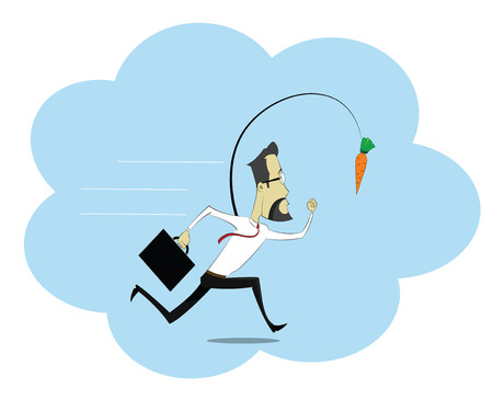 Businessman running around trying to get more profit.のイラスト素材