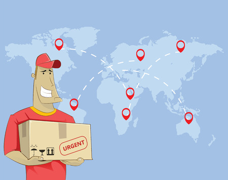 Young cartoon delivery courierのイラスト素材