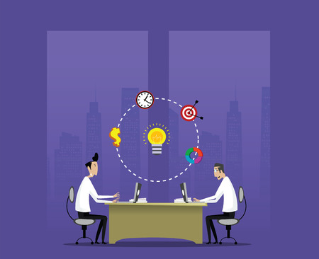 Business partners work and sharing ideasのイラスト素材