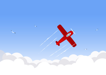Airplane flying over the skyのイラスト素材