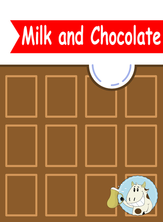 Yummy milk chocolate bar with sweet cow badgeのイラスト素材