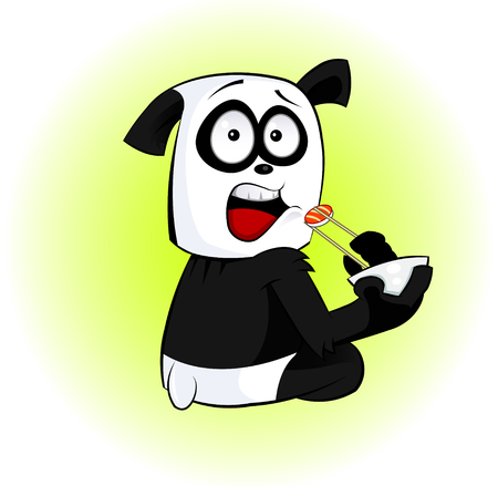 Fun cartoon panda eat sushi.のイラスト素材