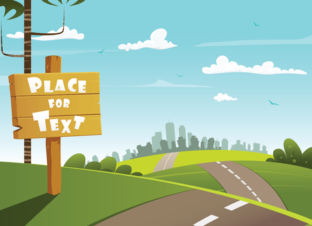 Wooden village sign. Vector illustration.のイラスト素材