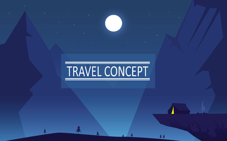 Night mountaing lanscape.のイラスト素材
