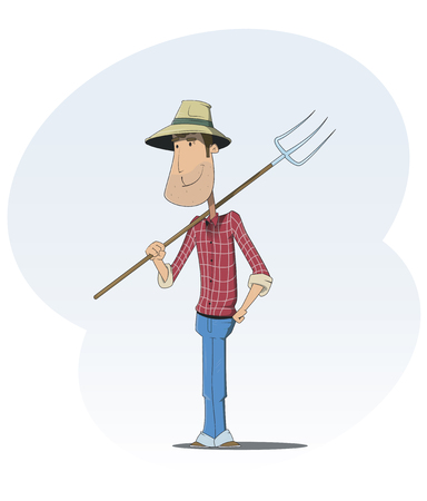 Funny cartoon farmer character.のイラスト素材
