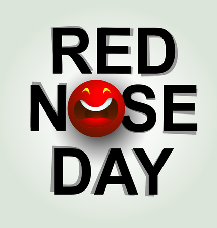 Red Nose Day Emblem with fun clown nose Vector illustrationのイラスト素材
