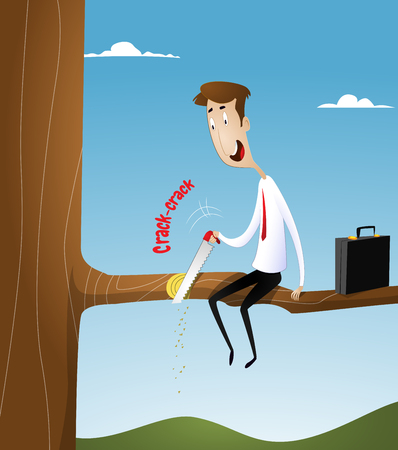 Businessman with a hacksawのイラスト素材