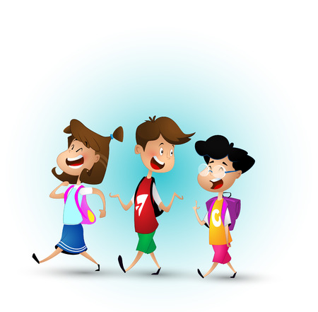 Group of kids going to school together.のイラスト素材