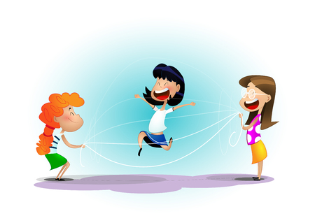 Group of cheerful kids having fun.のイラスト素材