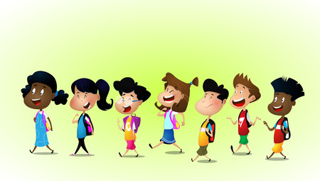 Group Of Children Runningのイラスト素材